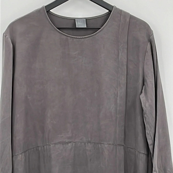 GREI. Minimalist Lagenlook Long Sleeve Shift Dress in Gray - Size Medium - Picture 2 of 8